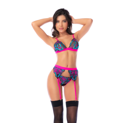Lingerie - Electric Bloom 3 Piece Set