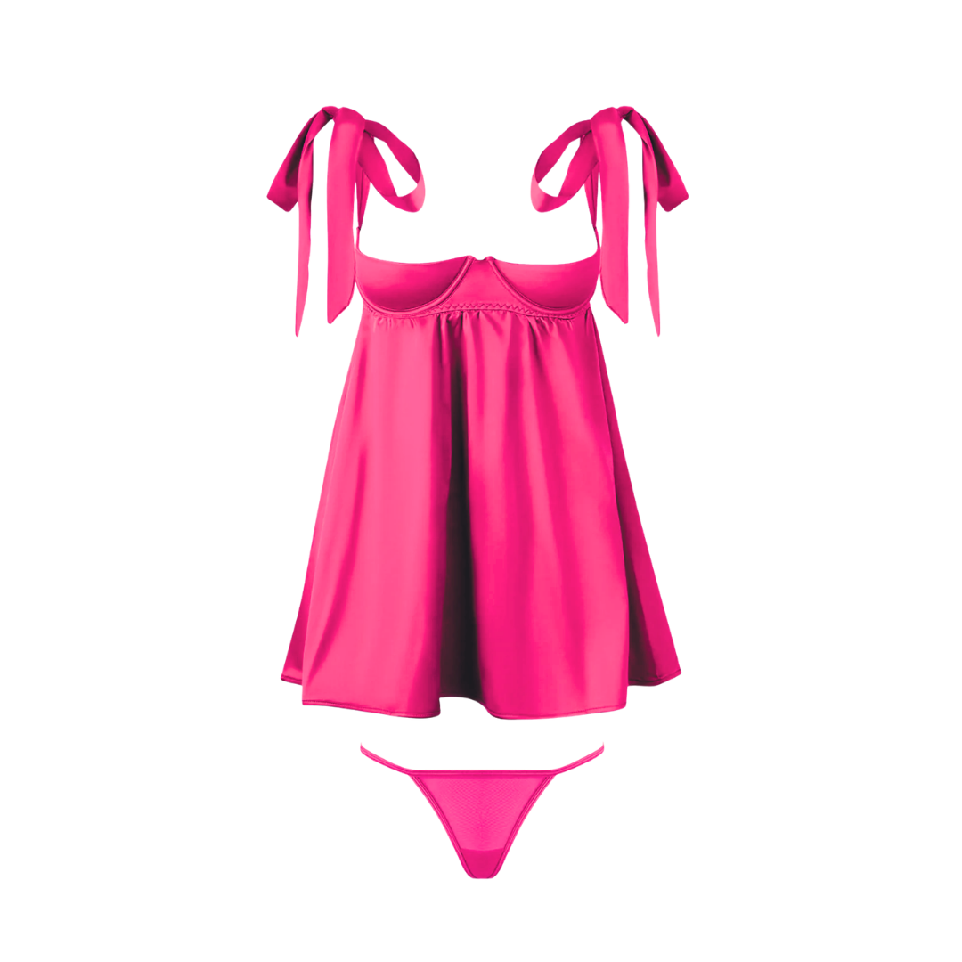 Lingerie - Brigeta Satin Open Cut Babydoll