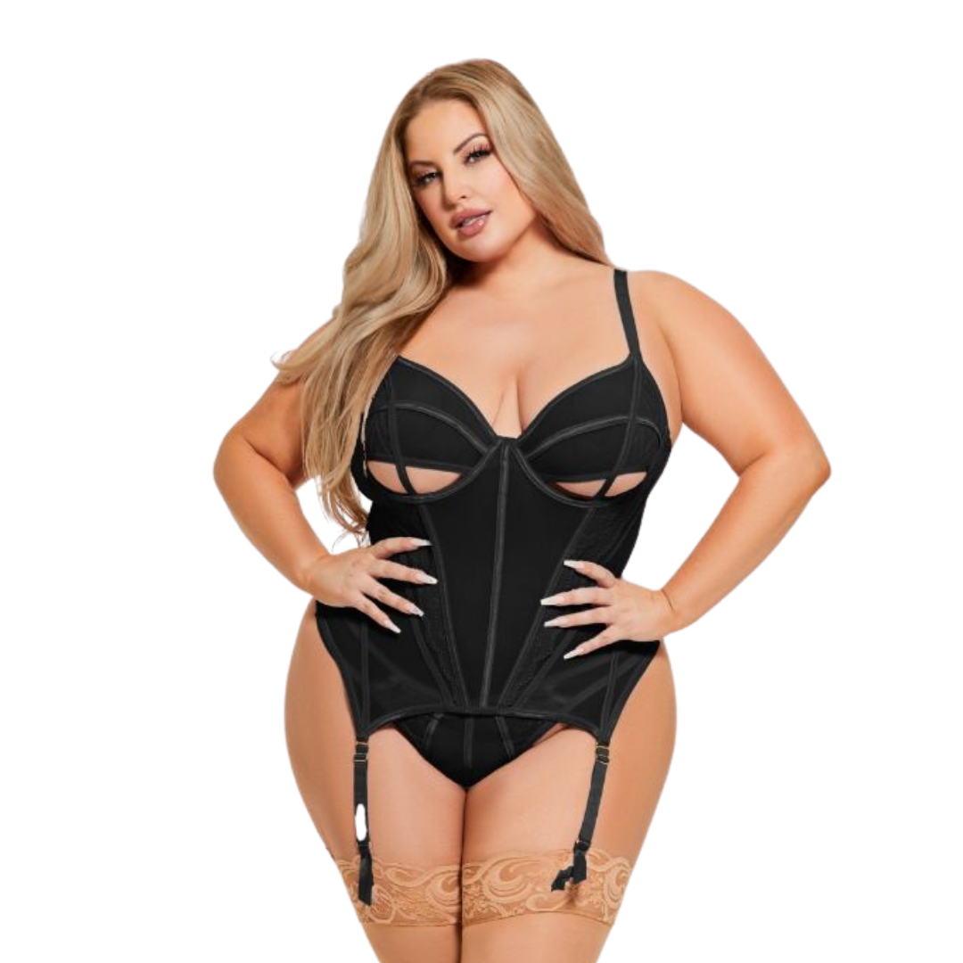 Lingerie - Vivienne Lace Mesh Bustier & G-String