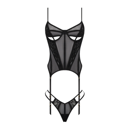 Lingerie - Vivienne Lace Mesh Bustier & G-String