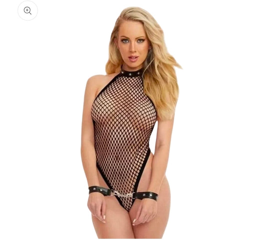 Lingerie Fishnet Halter Teddy